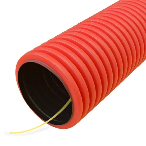 Труба гофрированная двустенная ПНД гибкая тип 450 (SN12) с/з красная d110 мм (50м/уп) Промрукав