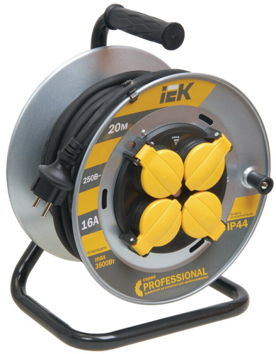 Катушка УК20 4 места IP44 с заземлением с термозащитой КГ 3х1,5мм2 на металл бар "Professional" 20м