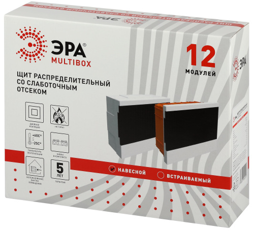 Корпус пластиковый навесной ЭРА MultiBox со слаботочным отсеком 12 модулей IP41 белый