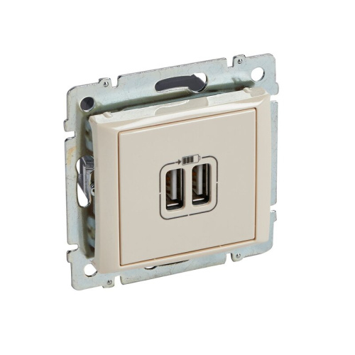Розетка USB A + A 15Вт слоновая кость VALENA