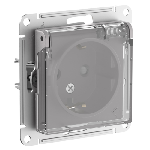 РОЗЕТКА с заз. со шт. с прозрач. крышк, 16А,IP44, АЛЮМ. ATN440346  AQUA 