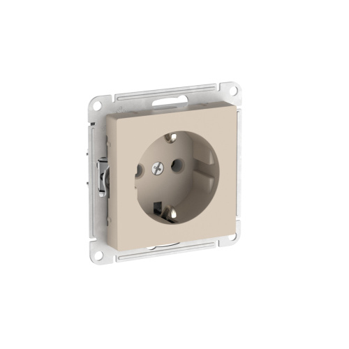 Розетка с заземлением, 16А, механизм, быстрозажим.клем., ПЕСОЧНЫЙ, ATLASDESIGN