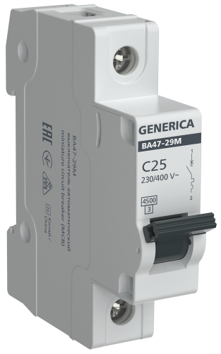 Автоматический выключатель ВА47-29М 1P 25А 4,5кА C GENERICA