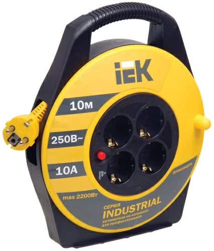 Катушка УК10 с т/з 4 места 2P+PE/10м 3х1,0 мм2 "Industrial"