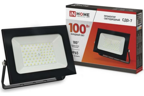 Прожектор светодиодный СДО-7 100Вт 230В 6500К IP65 черный IN HOME