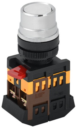 Кнопка ABLF-22 белая d22мм неон/240В NO+NC GENERICA