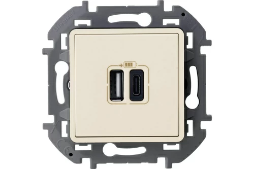 Зарядное устройство с двумя USB-разьемами A-C 240В/5В 3000мА - INSPIRIA - слоновая кость