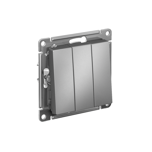 Выключатель 3-клавишный сх.1+1+1, 10АХ, механизм, СТАЛЬ ATLASDESIGN