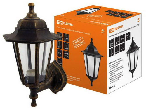 Светильник садово-парковый НБУ 06-60-001 шестигранник, настенный, пластик, бронза TDM