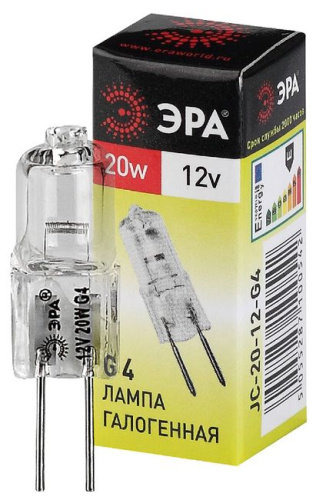 Лампа галогенная ЭРА JC-20W-12V-G4 20Вт капсула теплый белый свет G4