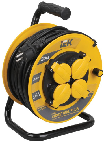 Катушка УК30 4 места IP44 с заземлением с термозащитой 3х1,5мм2 "Industrial plus" 30м IEK