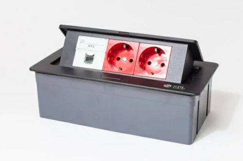 Люк на 3 поста (45х45),металл черный с пластиковой коробкой, IP40