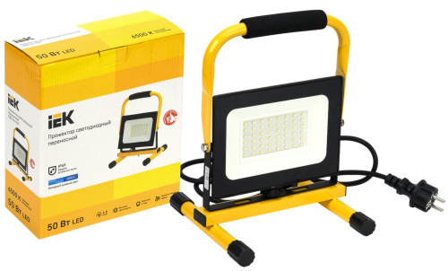 Прожектор светодиодный СДО 06-50П переносной 6500К IP65 черный IEK