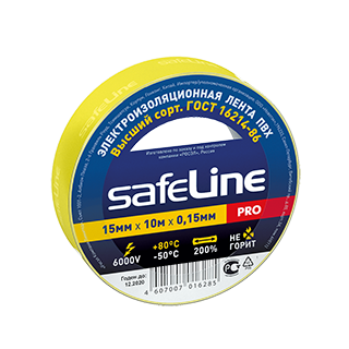 Изолента ПВХ SAFELINE 19мм/20м желтая