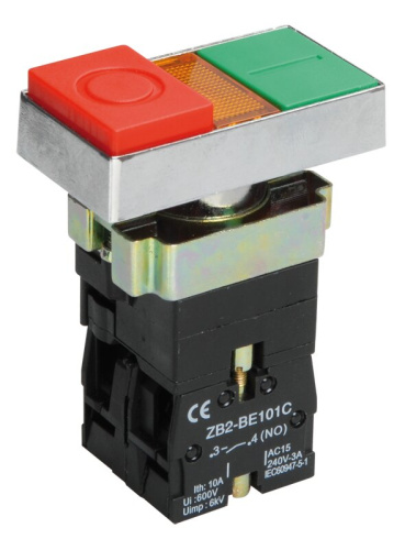 Кнопка управления LAY5-BW8465 "I-O" сдвоенная с подсветкой 1NO IEK