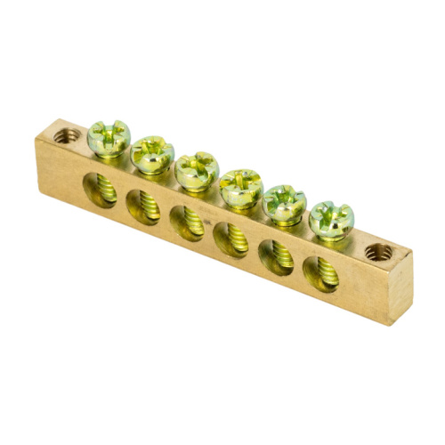 Шина PEN "ноль-земля" (6x9мм) 6 отверстий латунь крепеж по краям EKF PROxima