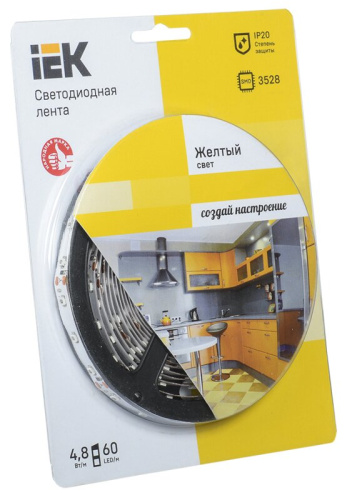 Лента светодиодная 5м  блистер LSR-3528Y60-4.8-IP20-12V IEK-eco