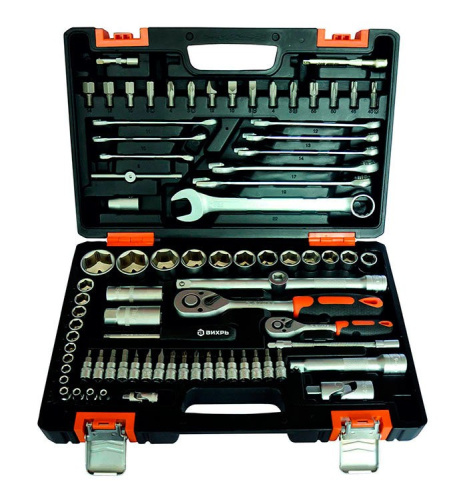 Набор инструментов, 1/2" , 1/4" , CrV, пластиковый кейс 82 предм Вихрь 