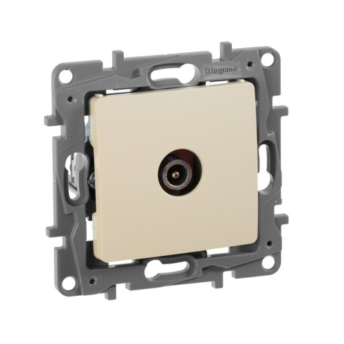 Розетка TV проходная слоновая кость ETIKA