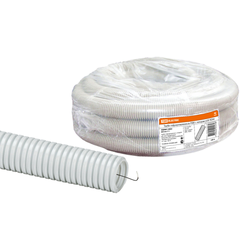 Труба гофрированная ПВХ d 32 с зондом (50 м) легкая 350Н серая TDM