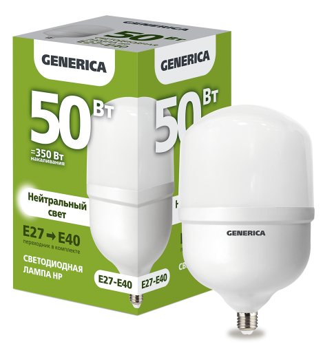 Лампа светодиодная HP 50Вт 230В 4000К E27-E40 GENERICA