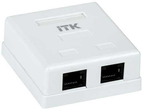 Настенная информационная розетка RJ45 8P8C кат.5E UTP 2-порта белая ITK