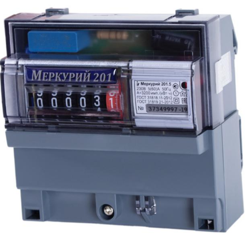 Счетчик Меркурий 201.5 1ф 5-60А 220B  DIN