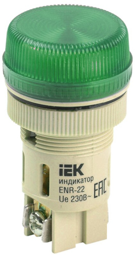 Лампа ENR-22 сигнальная d22мм зеленая неон/240В цилиндр GENERICA