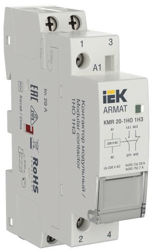Контактор модульный KMR 20А 230В AC 1НО 1НЗ ARMAT IEK