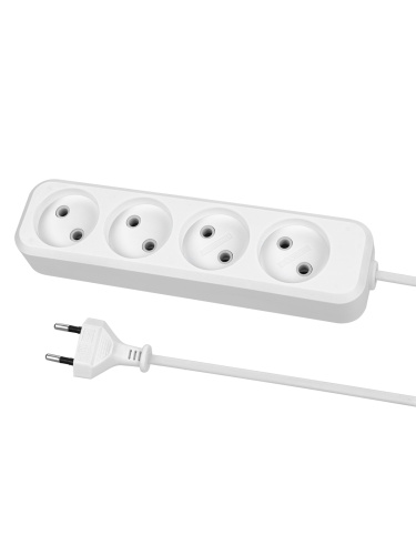 Удлинитель 4 гнезда, 1,5 метра, б/з, 6 А, 1380 Вт, белый, НАРОДНЫЙ У-31011 (Ун 410-0001)