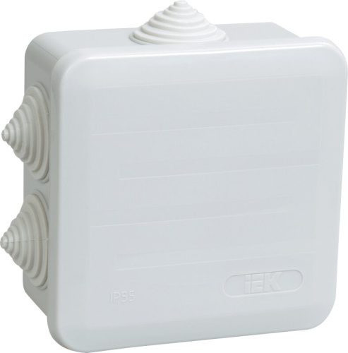 Коробка КМ41255 распаячная для о/п 100х100х50 мм IP44 (RAL7035, кабельные вводы 6 шт)
