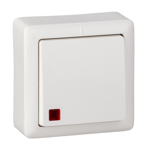 Выключатель О/У 1-клавишный с подсветкой 6А, 250В БЕЛЫЙ ХИТ