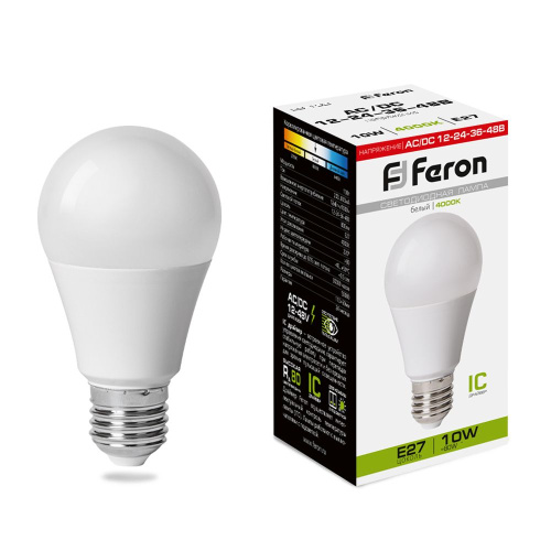 Лампа светодиодная низковольтная, (10W) 12-48V E27 4000K А60, LB-192