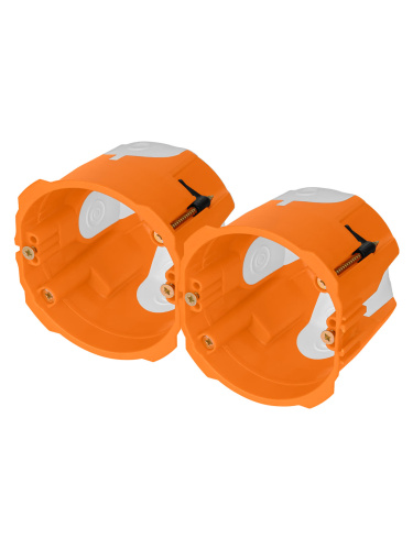 Установочная коробка СП D73х65 мм, 2-х компон., саморезы, пл. лапки, IP30, оранж., инд. штрихкод TDM