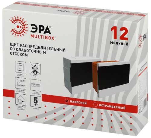 Корпус пластиковый навесной ЭРА MULTIBOX со слаботочным отсеком 12 модулей IP41 белый