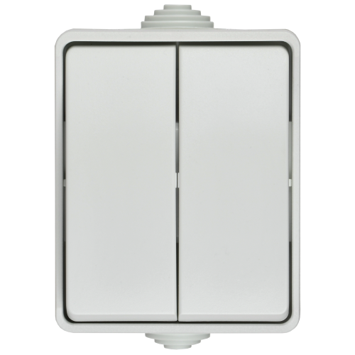 Выключатель 2-клавишный для открытой установки 10А IP54 ВС20-2-0-ФБ белый FORS IEK