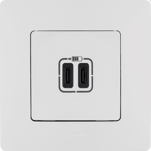 Розетка USB C+C 15Вт белый ETIKA