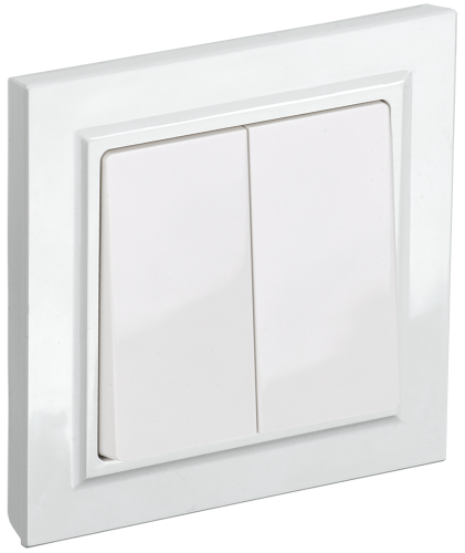 Выключатель 2-клавишный 10А в сборе ВСР10-2-0-БрБ белый BRITE IEK