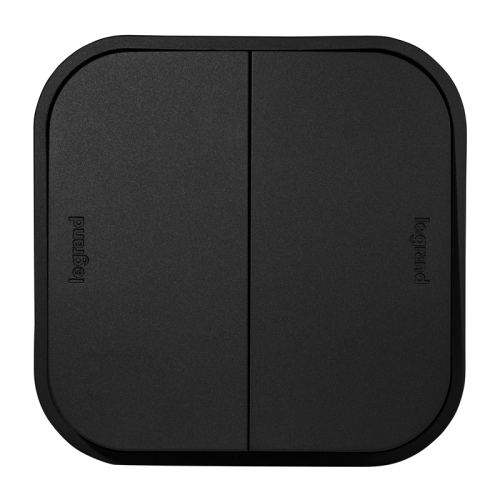 Выключатель 2-клавишный для открытой установки схема 5 10АХ чёрный матовый QUTEO