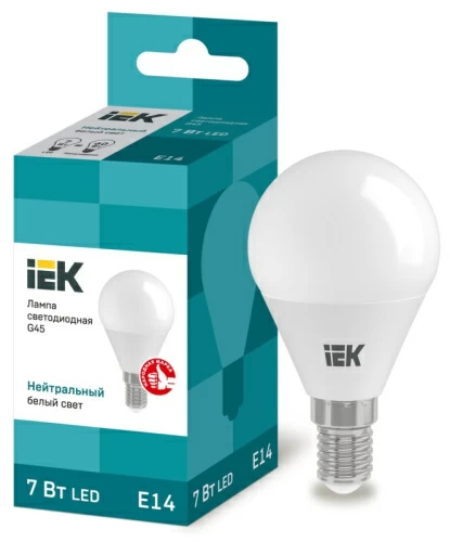 Лампа светодиодная G45 шар 7Вт 230В 4000К E14 IEK