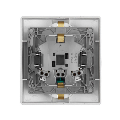 Розетка 2-местная с заземлением с защитными шторками безвинтовое крепление 16А в сборе алюминий ETIK
