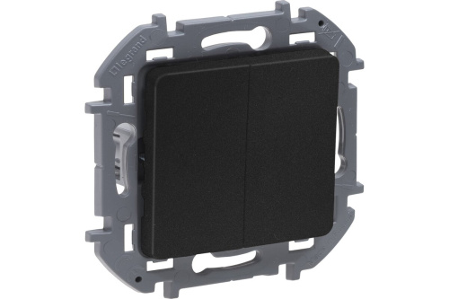 Выключатель 2-клавишный схема 5 10АХ безвинтовые зажимы антрацит INSPIRIA