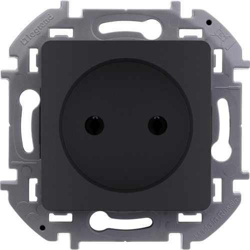 Розетка 1-местная без заземления без защитных шторок 16А антрацит INSPIRIA