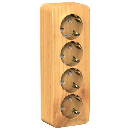 РОЗЕТКА О/У 4-я с заземл. со шторк. ИЗОЛ.ПЛ.,16А, 250В, ЯСЕНЬ BLANCA