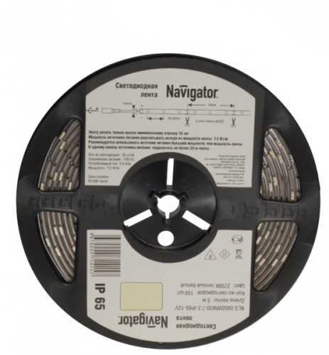 Светодиодная лента Navigator NLS-5050WW60-14.4-IP20-12V R5 тепл. белый