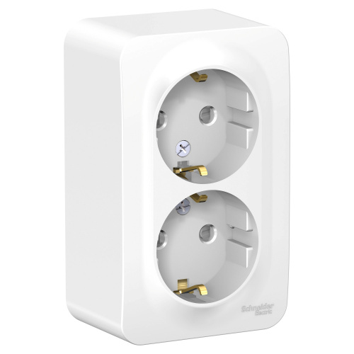 РОЗЕТКА О/У двойная с заземл. со шт. ИЗОЛ.ПЛ.,16А, 250В, БЕЛЫЙ BLANCA