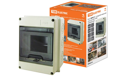 Бокс ЩРН-П-5 модулей навесной пластик IP65 TDM  0908-0001