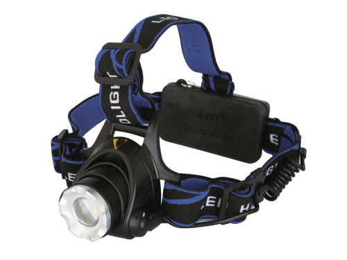 Фонарь налобный E150 (аккум. 220В CREE 3Вт пласт. бокс; черн.) Ultraflash 12188