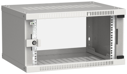 Шкаф настенный LINEA WE 6U 600х450мм дверь стекло серый ITK