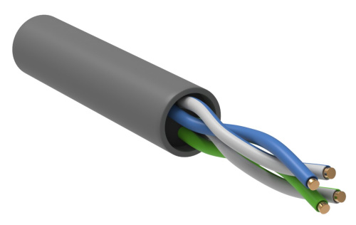 Витая пара U/UTP кат.5E 2х2х24AWG solid PVC серый (500м) ITK